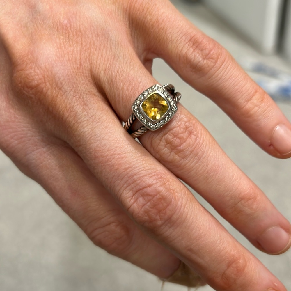 David Yurman 7mm Petite Albion Citrine Ring Size 6